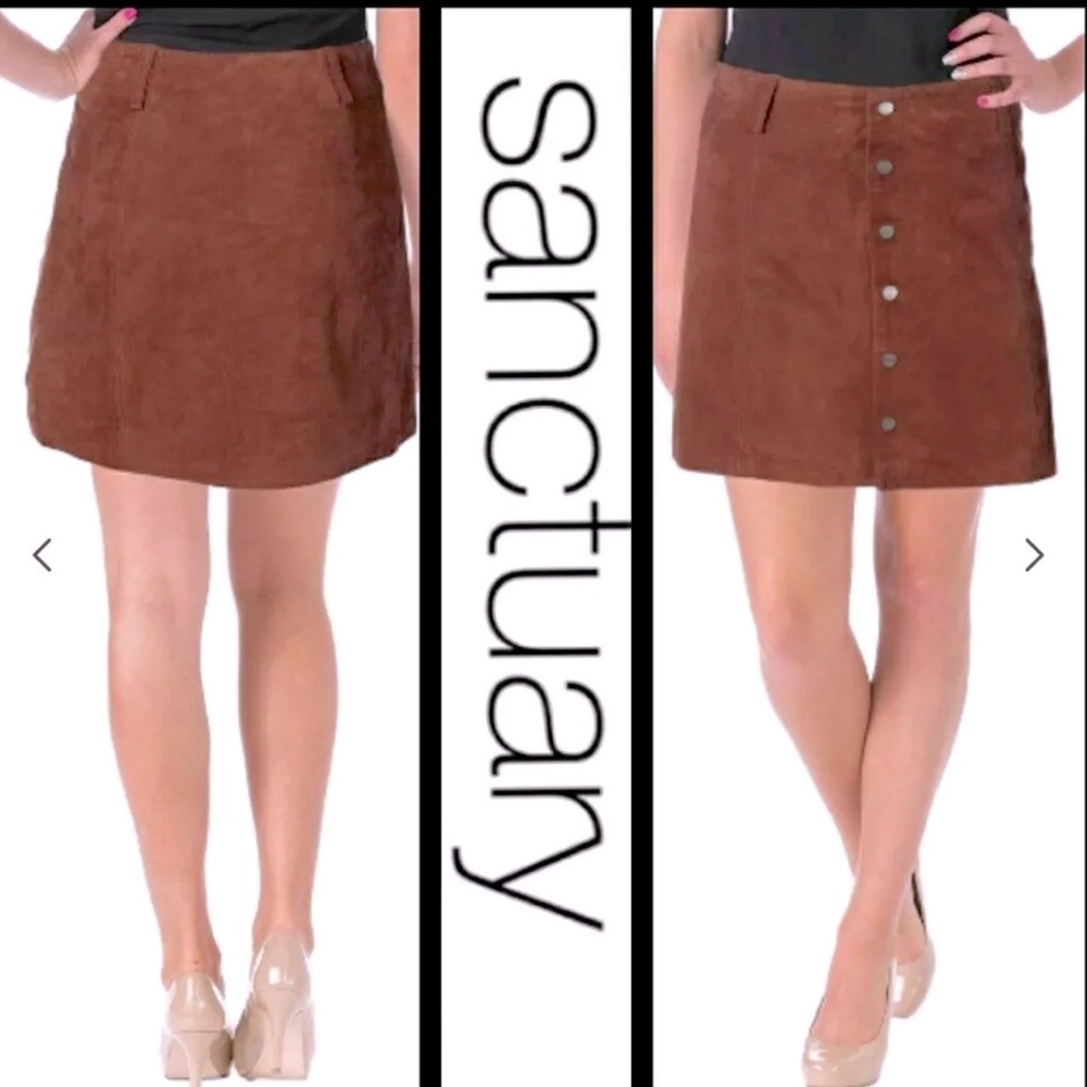 Anita Leather Skirt by Sanctuary - Dark brown Leather A Line skirt size small.